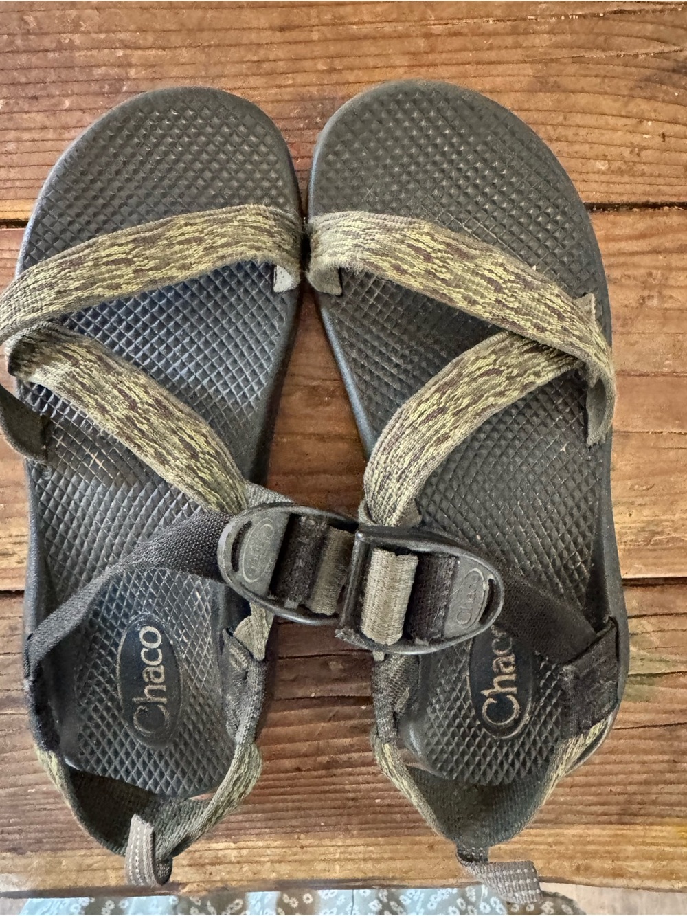 Chaco Kids' Black and Olive Green  Sandals